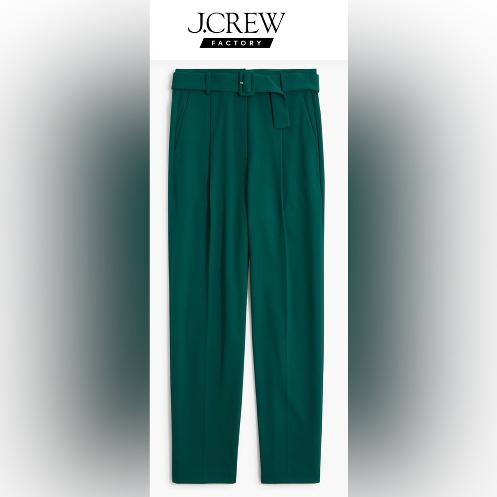 J. Crew Belted Straight-Leg Trouser Pants